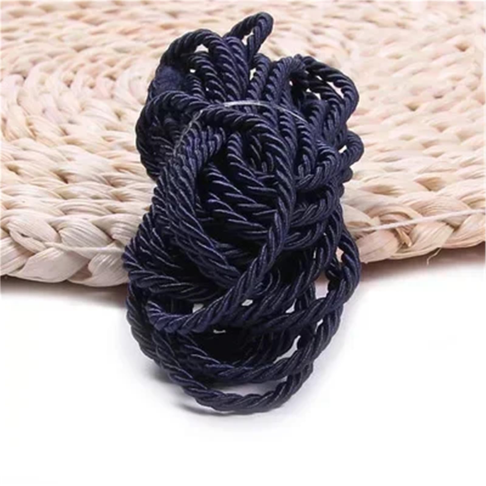 Polyester Rope 2Pcs 3 Shares Twisted Rope Polyester Braided Cords Garment Bag Strap Decor Ropes DIY Home Textile Sewing Accessories(DarkBlue)