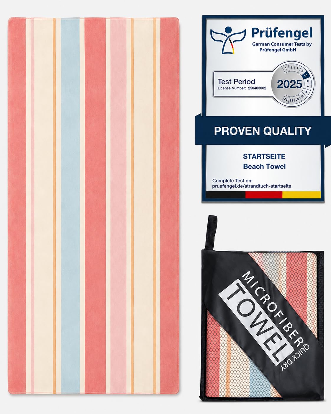 200 x 90 cm Microfibre Towel - Large Size Quick Drying Microfibre Beach Towels for adults, Sand-Free, Absorbentextra large Beach Towels for adults - Includes Storage Bag (Red British-style stripes)