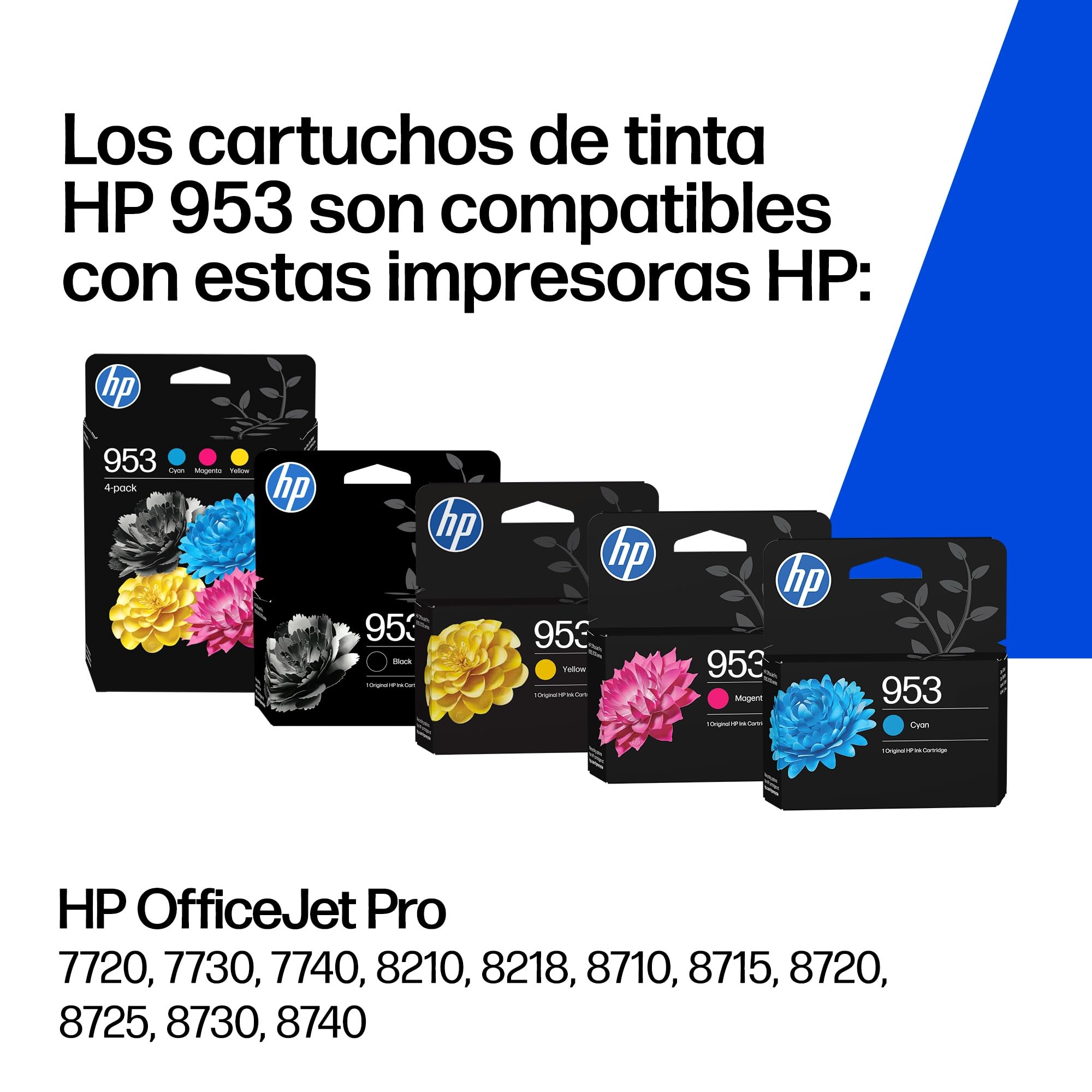 HP 953 Negro, Cian, Magenta, Amarillo, Pack de 4 Cartuchos Tinta Originales