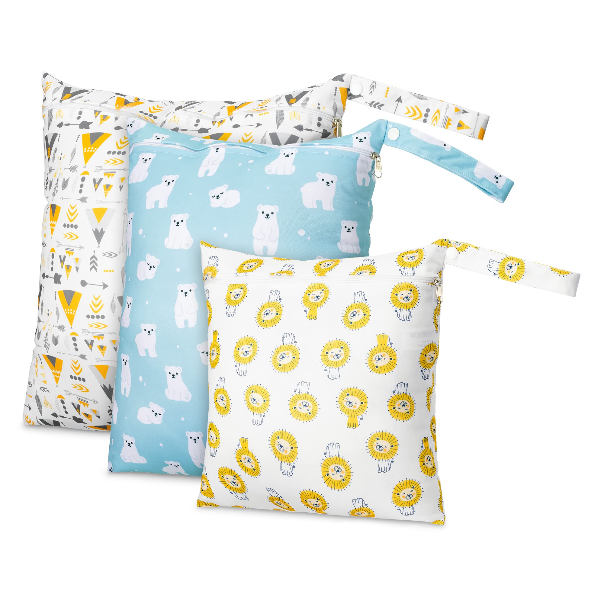 Navaris Borsa Pannolini Lavabili Set 3 Misure Wet Bag Chiusura Zip Neonato
