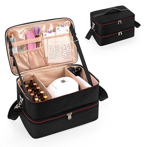 Ethereal Estuche organizador de esmalte de uñas con capacidad para 40-50 botellas (0.5 fl oz0.5 fl oz) y lámpara de uñas, bolsa de almacenamiento de