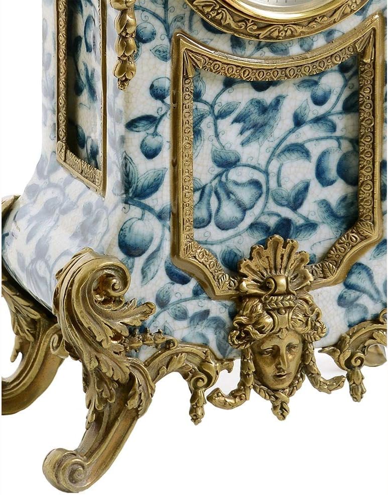 Desk Clock Home Living Room Clock Blue and White Porcelain Atmosphere Art Clock Craft Clock Clock Desktop Clock