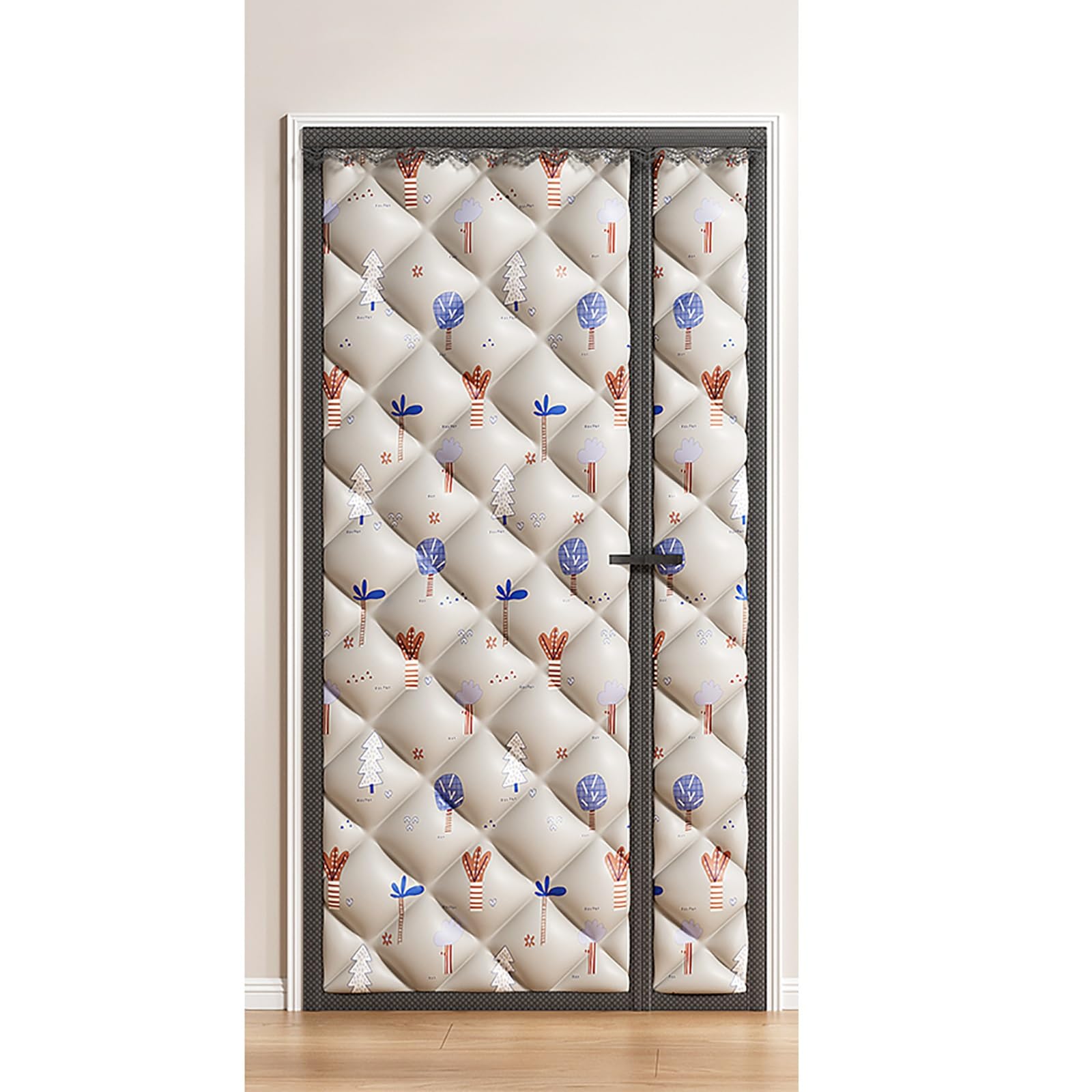 VFDVSWZSA door curtain, with Windproof Buckle, Warm and Thermal Insulation in Winter, Soundproof Cotton Door Curtain(Gray,140 * 220cm/55.1 * 86.6in)