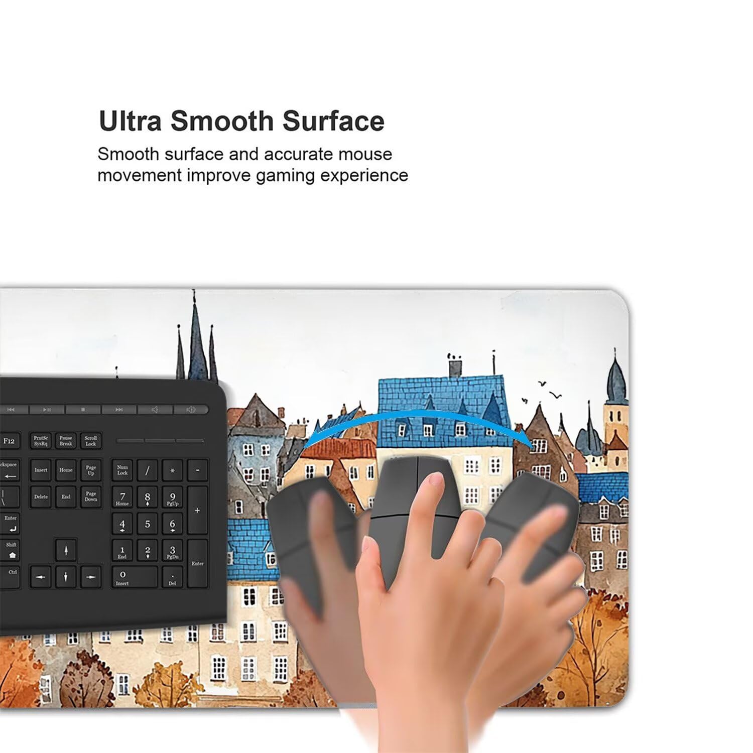 Podkładka pod mysz do gier XXL Mousepad 1000 x 500 mm, duża podkładka pod biurko z antypoślizgową gumową podstawą do gier, komputera, poprawia precyzję i szybkość (miasto) X-905