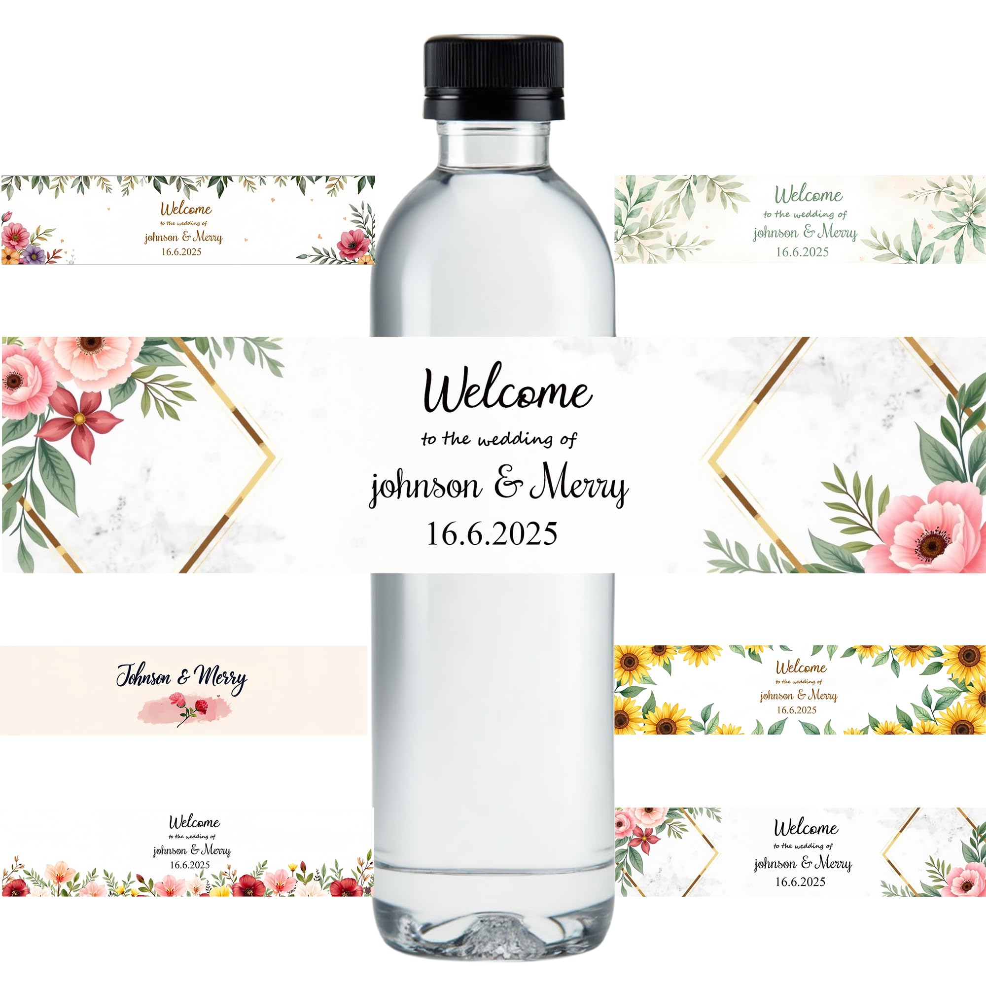Custom Water Bottle Labels Personalised with Name & Photo – Waterproof Sticker Wrappers for Weddings, Graduations, Parties, Corporate Events & Promotional Giveaways