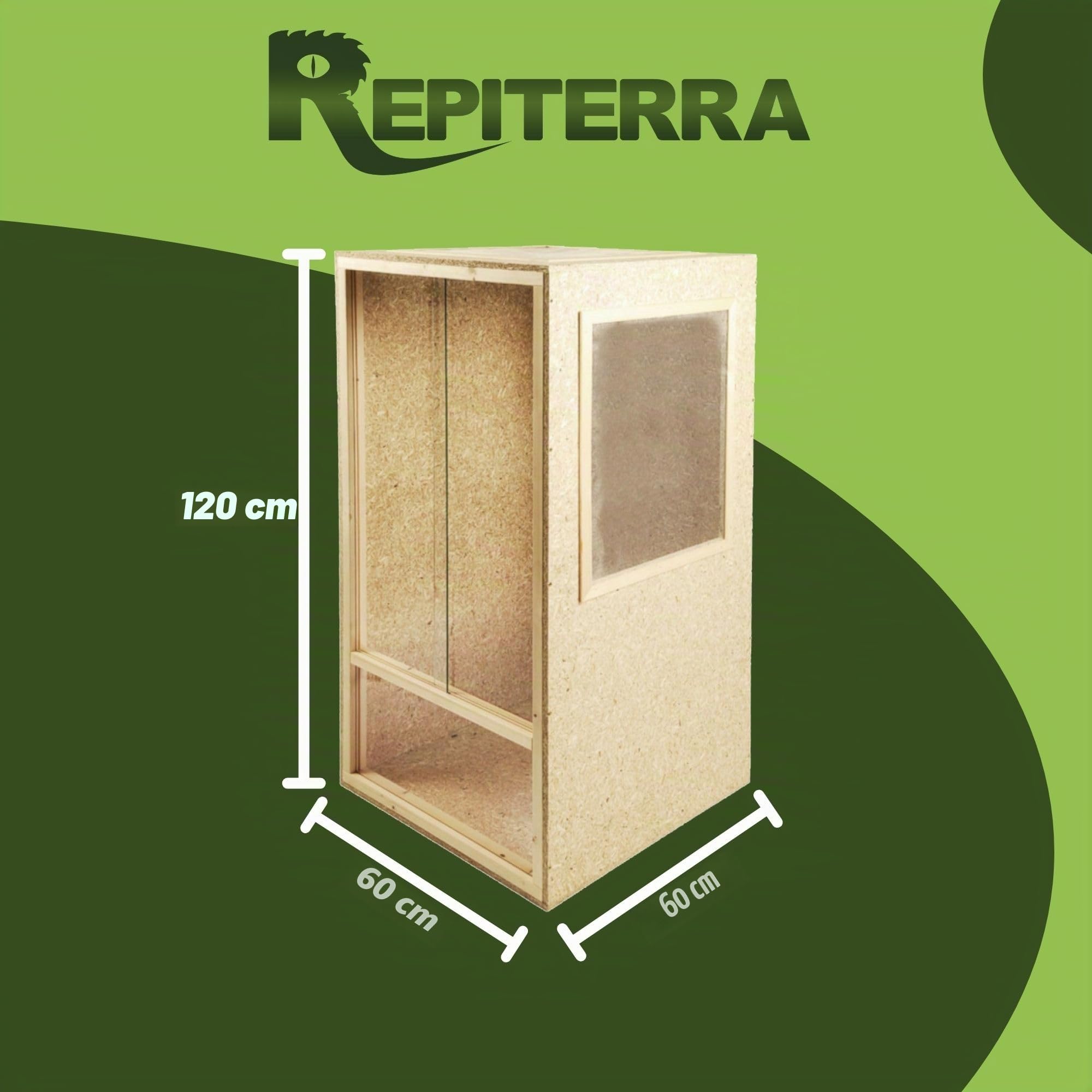 Terrario in legno, 60 x 120 x 60 cm, ventilato lateralmente e ventilato sul soffitto, per rettili come i camaleonti