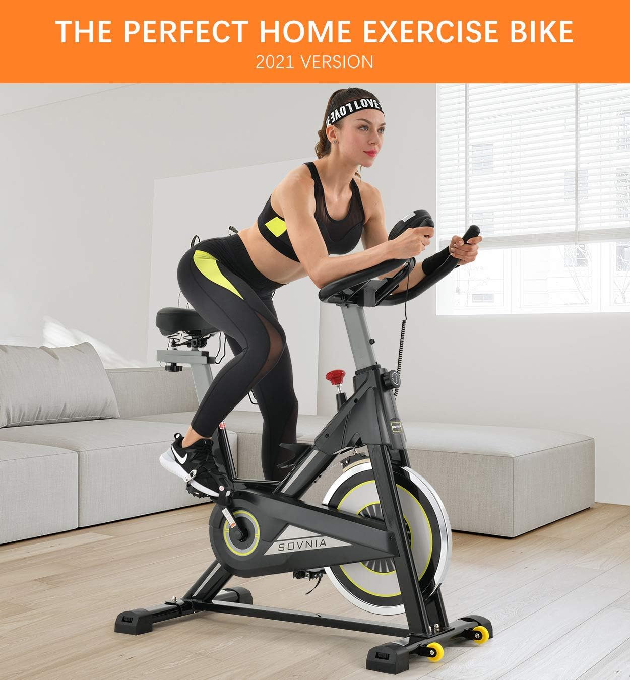 Exercise Bike, SOVNIA Stationary Bikes, Fitness Bike with iPad Holder, LCD Monitor and Comfortable Seat Cushion, Whisper Quiet Indoor Cycling Bikes Perfect for Home Gym Workout : Sports & Outdoors