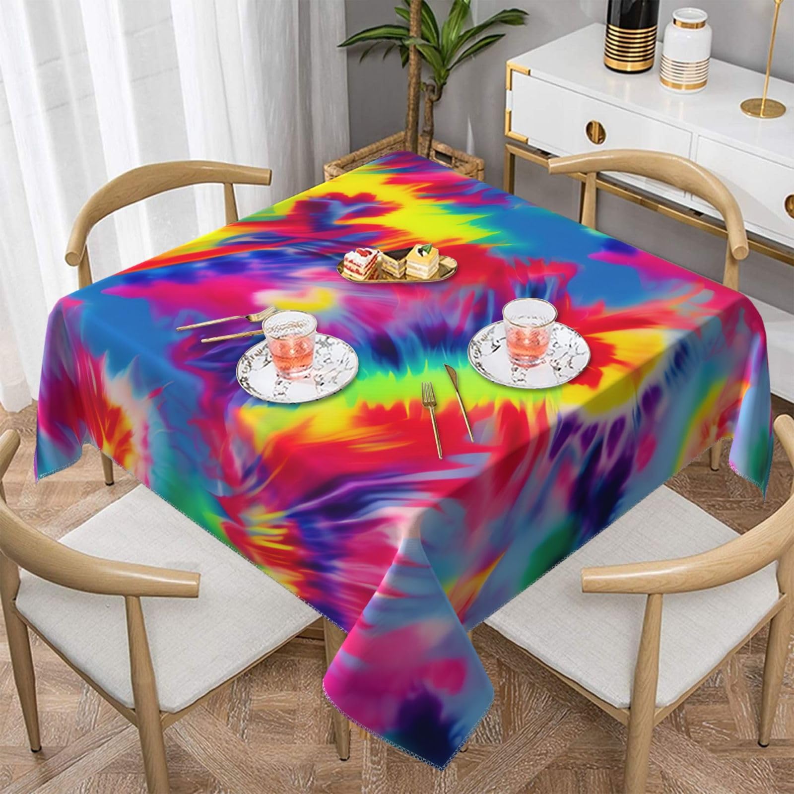 Nappe carrée tie dye douce de qualité supérieure pour salle à manger