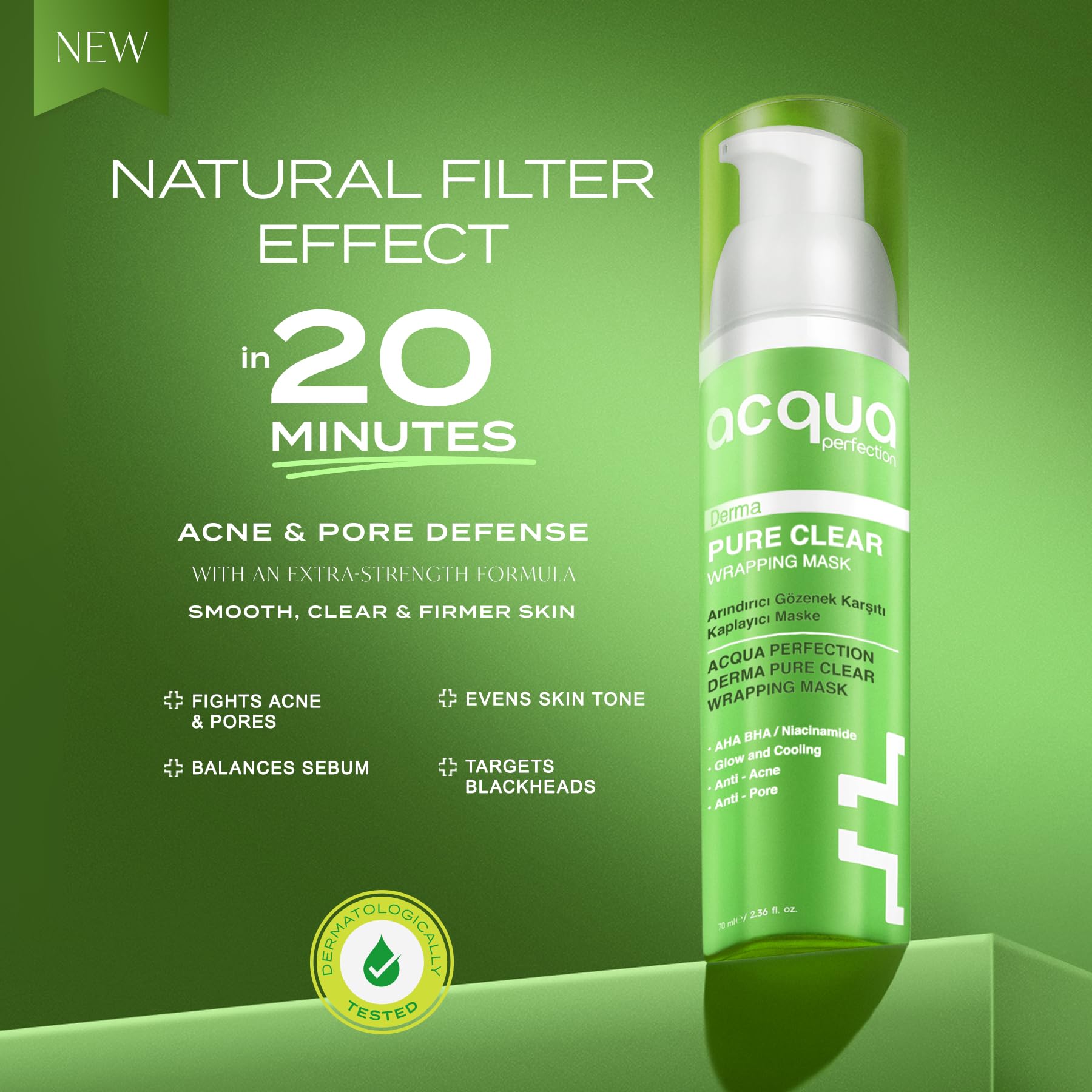 Acqua Perfection Derma Pure Clear Wrapping Mask, Peel-Off Anti-Acne & Pore Mask with AHA, BHA & Niacinamide - Image 2