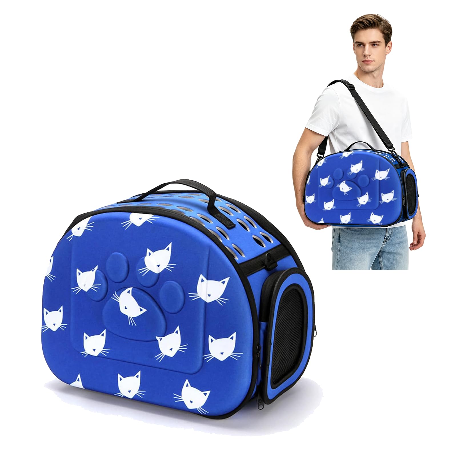 PETCUTE Pet Carrier Bag,Collapsible Pet Dog Carrier with Removable Soft Pad,Airline Approved Pet Carrier Bag for Cats and Puppies,Small Cat Carriers with Shoulder Straps,for Travel, Hiking, Walking