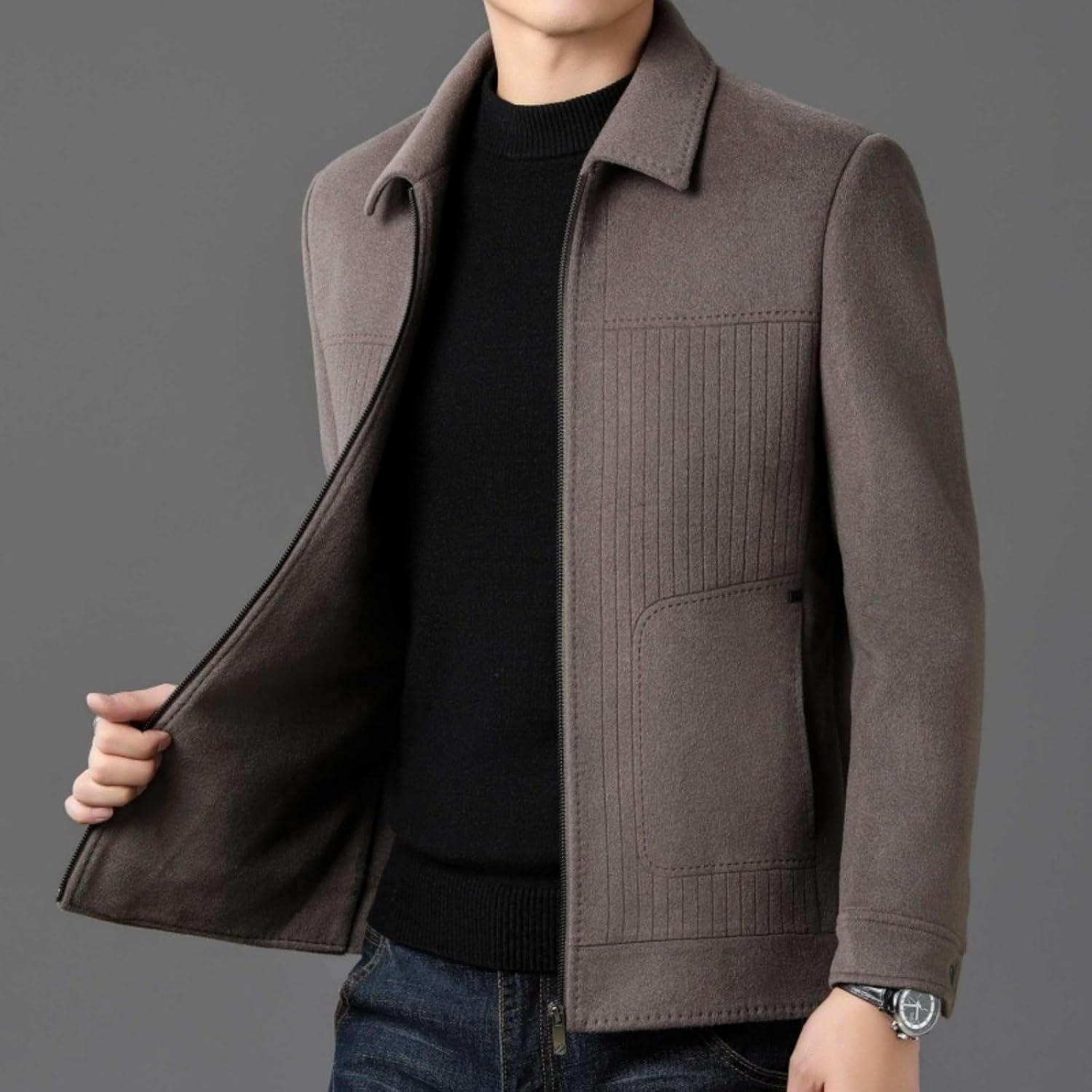 Wool Short Coat Men's Double-sided Cashmere Coat Winter Lapel Casual Wool Jacket