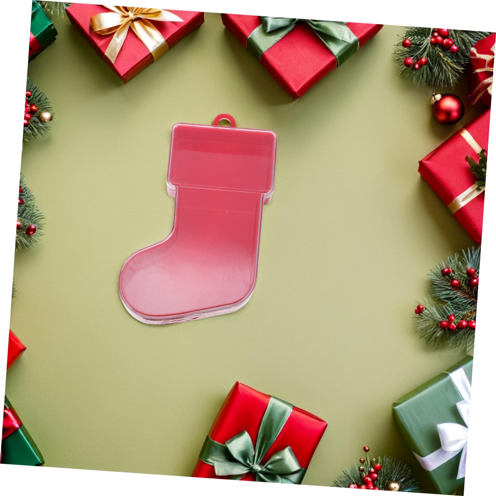 BESTYASH 10 Pezzi Scatole Trasparenti Riempibili Forma di Calza Natalizia Contenitori in Plastica per Caramelle e Biscotti Decorazioni Sospese per Albero di Natale Confezioni Regalo per