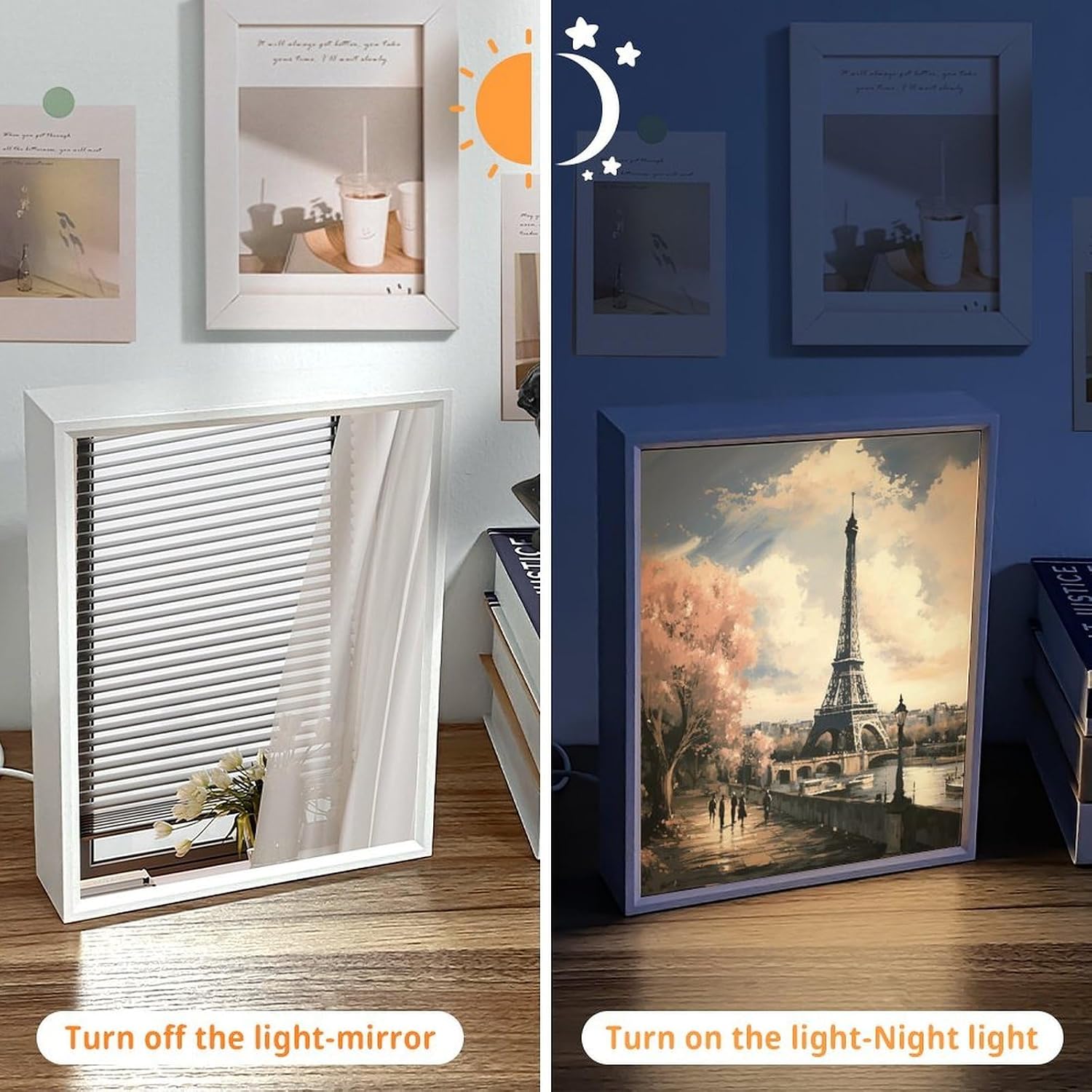 Vintage Style Eiffel Tower Paris Vanity Mirror LED Vanity Mirror with Lights 3 Color Modes with Lighted Makeup Mirrors Acrylic Decoration Desk Mirrors for Bedroom Bathroom8.3 x6.5 image 3