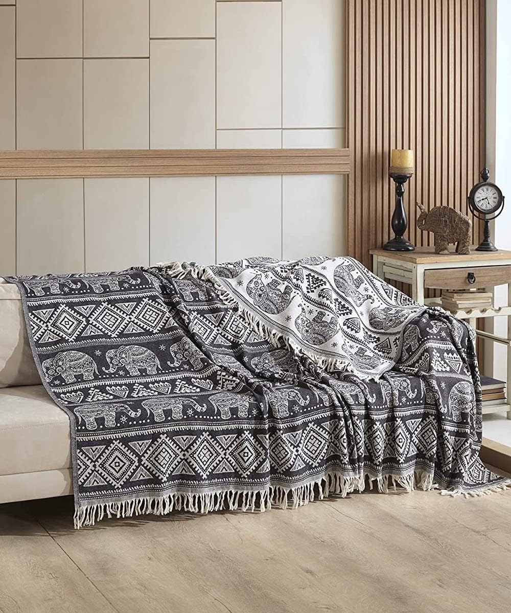 Clayre & Eef Bedsprei 240*260 cm Groen Wit Roze Polyester Katoen Rechthoek Bloemen Sprei Plaid Deken - De Gooische Woonkamer