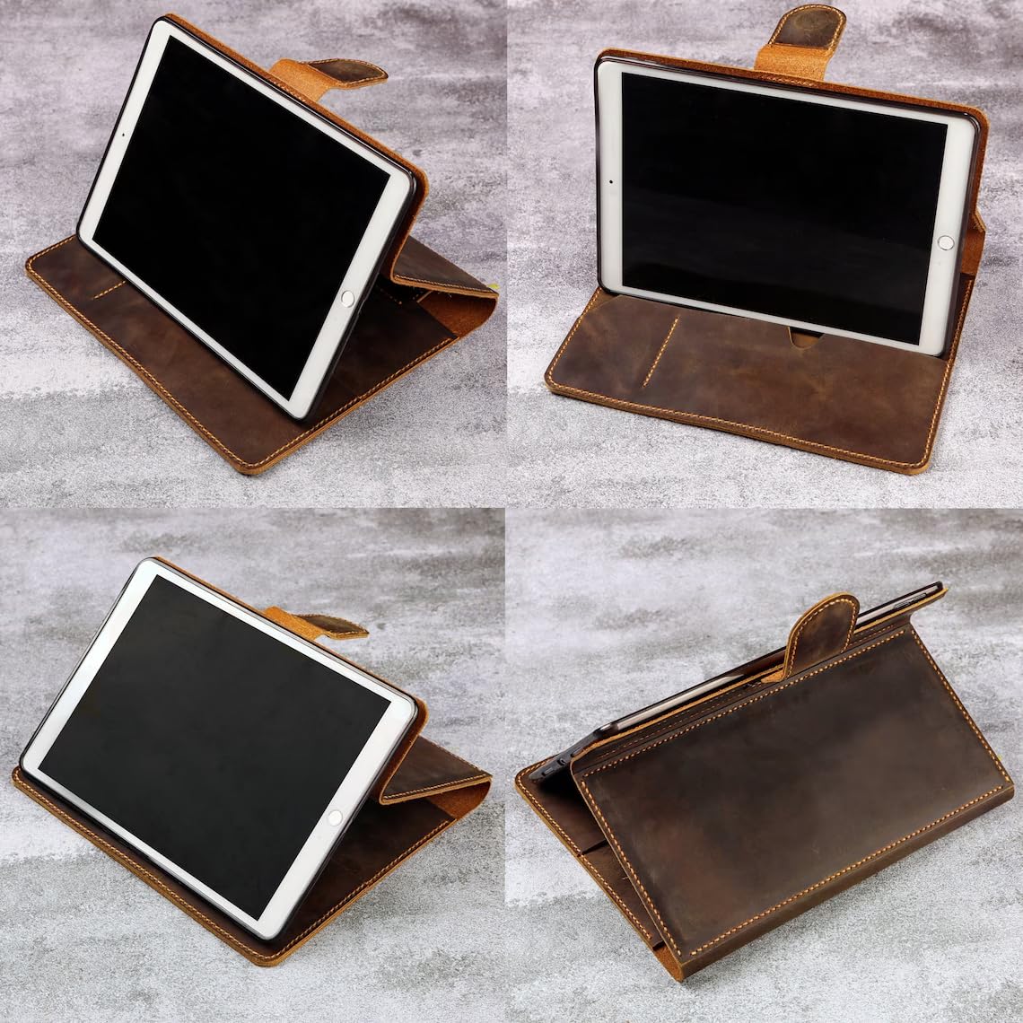 【新品未使用】Cartier レザー iPadケース Amazon.com: Vintage Distressed Leather iPad Stand Cover for