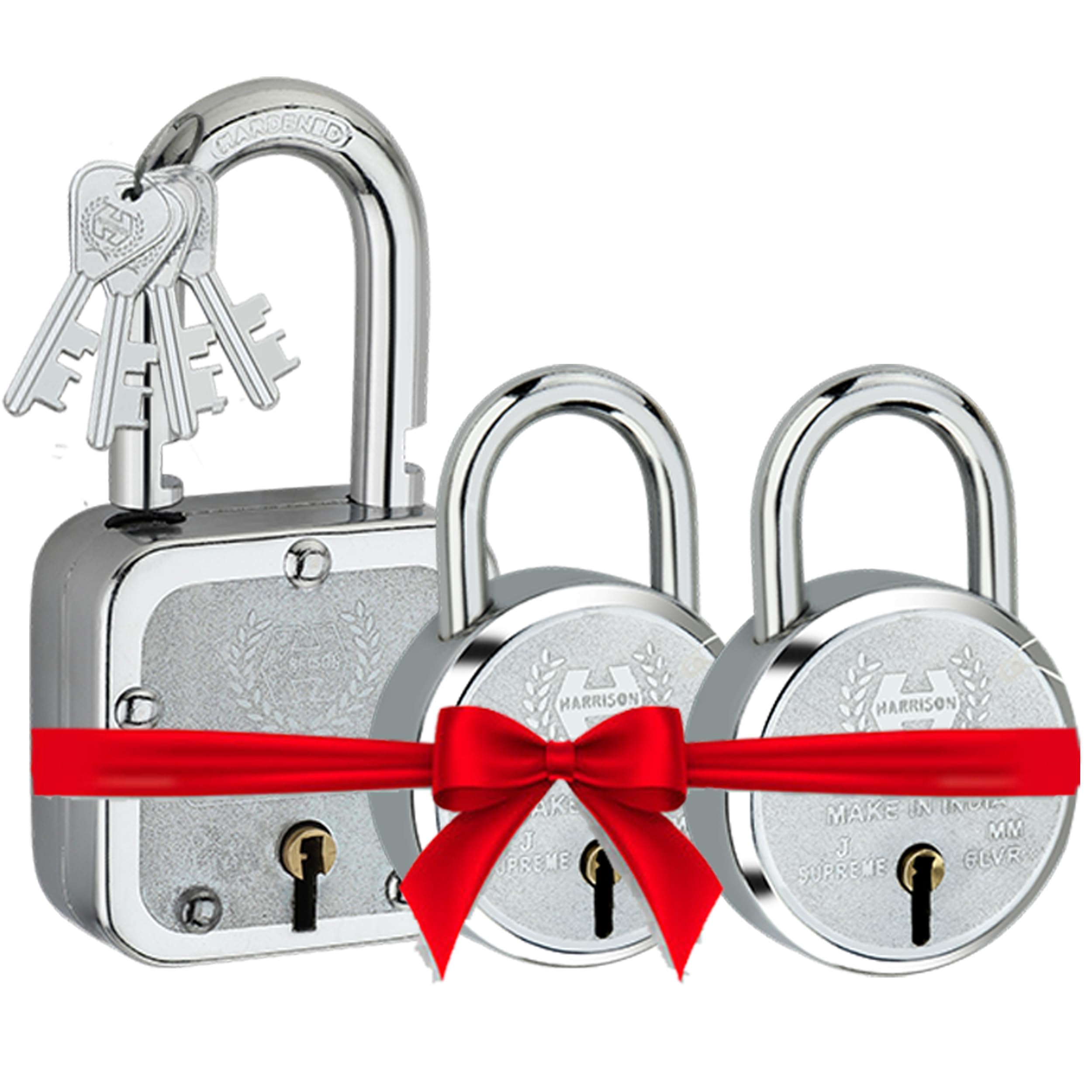 Harrison Padlocks Buy 1 Get 2 Free/ 1 Square Padlock 65mm T-27-0033 with 2 Round Padlock 65mm J-SUPREME-0643/ Mild Steel Material/Bright Chrome Plated Finish/Door Lock, Shutter Lock, Godown Lock (B0CT8VSQ8G) Amazon Price History, Amazon Price Tracker