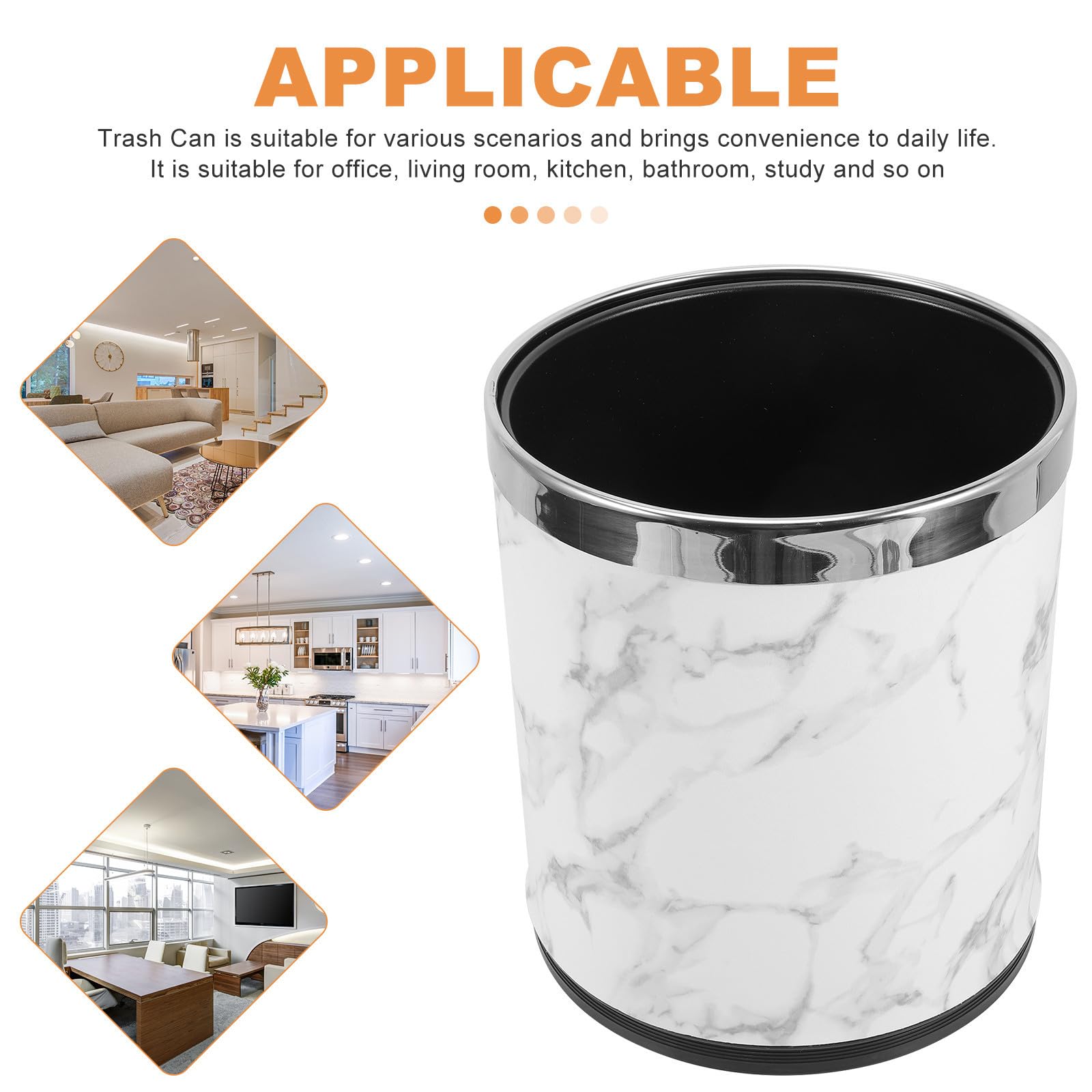 KALLORY Cubo de Basura sin Tapa para Baño y Cocina Diseño Cuadrado y Capacidad Grande, Adecuado para Hogar y Sala, Práctico y Fácil de Limpiar
