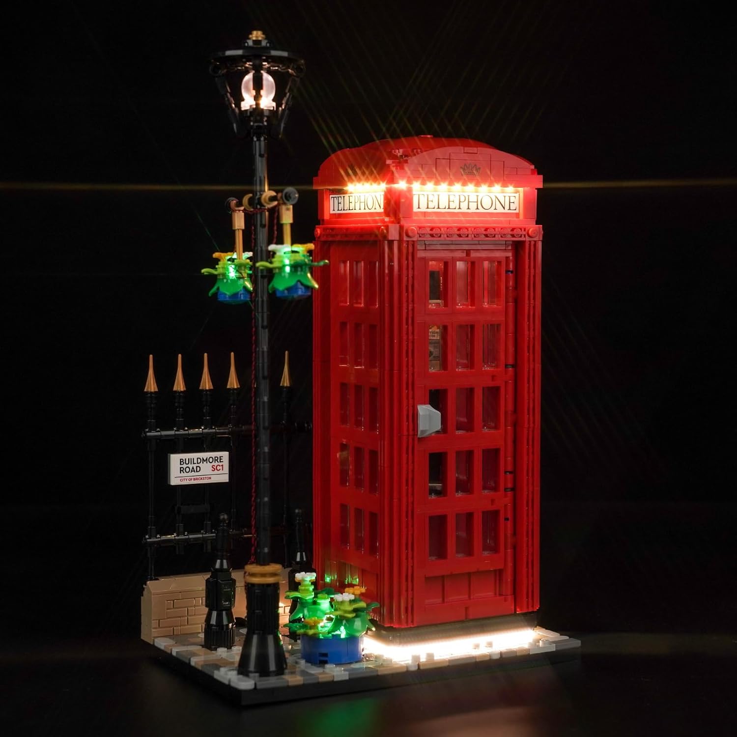 Upgraded Led Light Kit for Lego Red London Telephone Box Building Set, Compatible with Lego 21347 (Model Not Included)