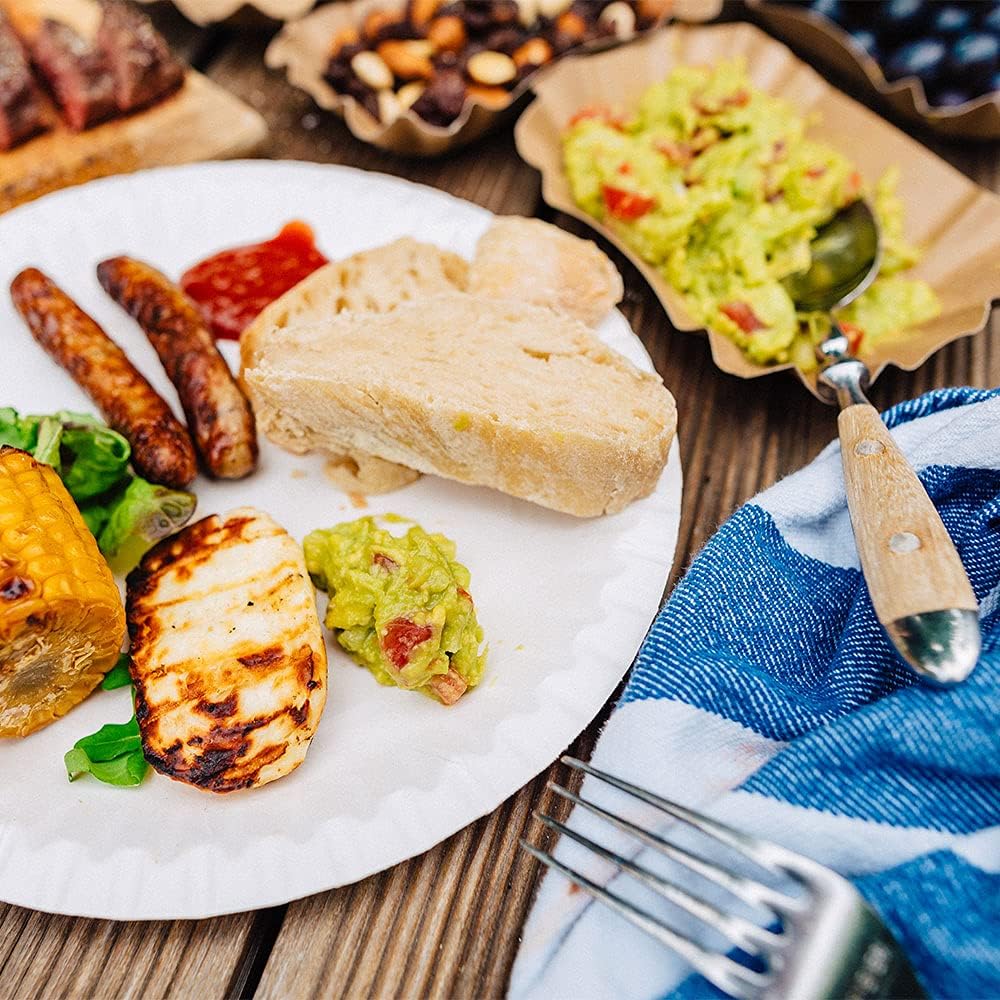 BIOZOYG White Round Paper Plates 100 Pack - Biodegradable, Recyclable, Microwave Safe - Dinner Plates Alternative to Disposable Plastic and Styrofoam - Eco-Friendly Tableware