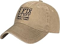 Vista 2 de Divertida gorra de béisbol con texto en inglés "I Fix Stuff and I Know Things" para hombre