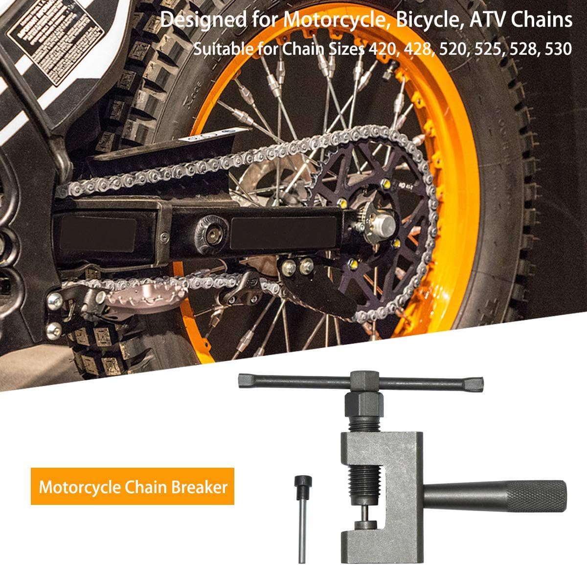 Motorcycle Chain Breaker Cutter Tool Bike Bicycle Link Splitter Pin Remover for 415 420 428 520 525 530 630 Chains