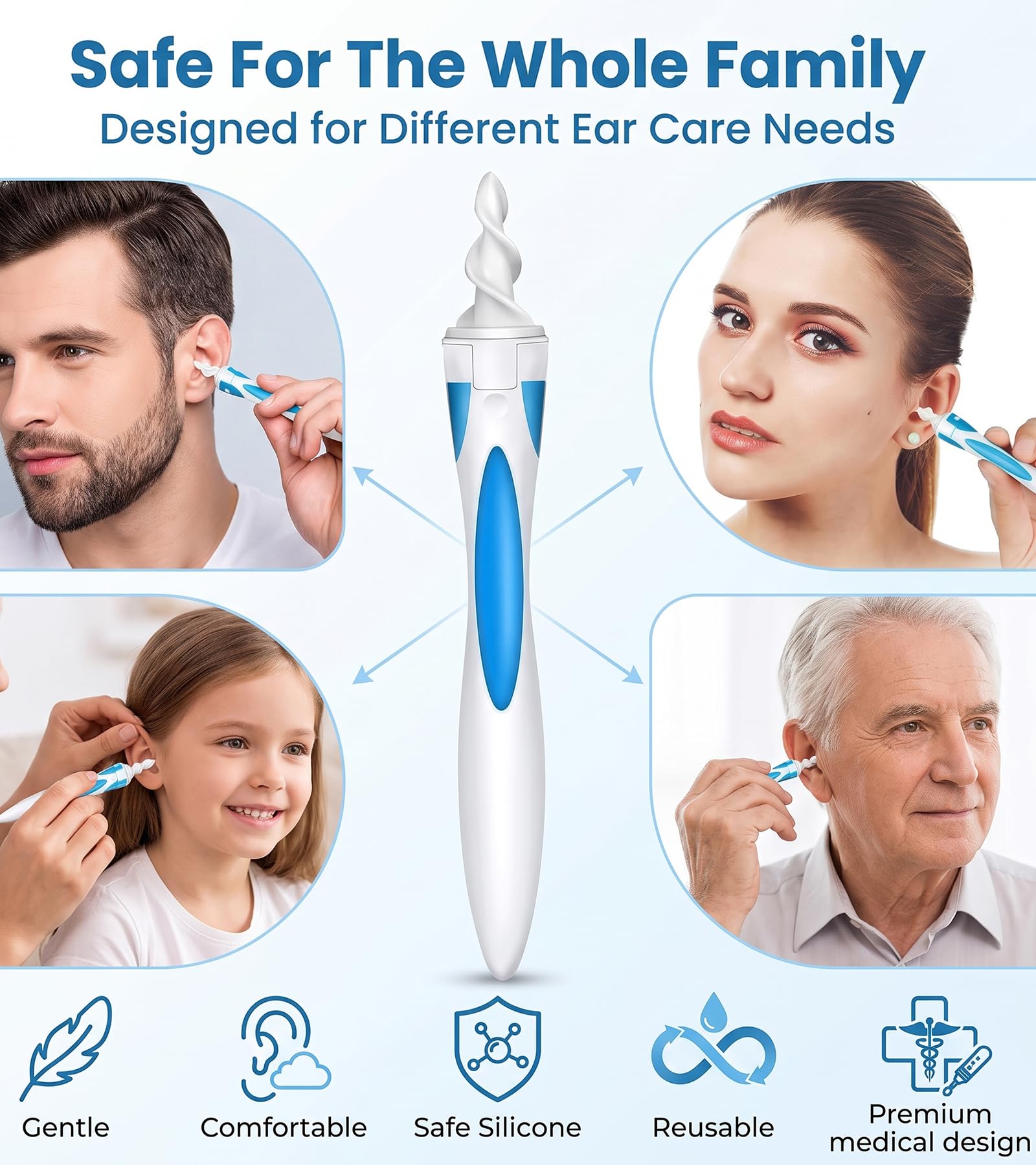 DClub Ear Wax Removal, Ear Wax Removal Tool Reusable and Washable Replacement 16 Soft Silicone Tips for Cleaner Earwax, Ear Wax Removal Kit — Amazon image 6