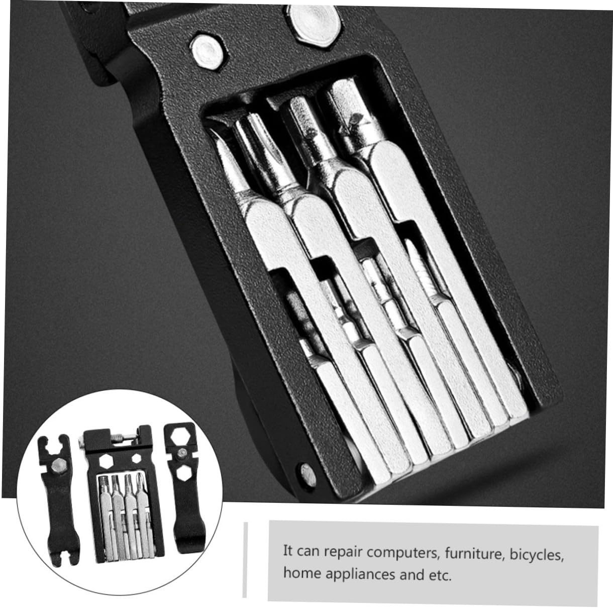 POPETPOP 2pezzi Multi-function Bike Repair Tool Attrezzo Meccanico Portatile Per Bici Strumento Per Riparazioni e Manutenzione Design Compatto Carbonio Per Bici Computer e Elettrodomestici