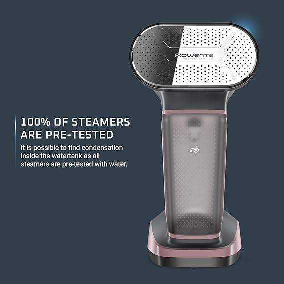 Rowenta Iron Steamer for Clothes, 3in1 Hand Held Steamers, Clothing Steamer, Ironing, Lint Remover, 7.1 Oz Tank, 1875 Watts, Auto-Off, Black & Pink, DR8865