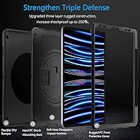 Vista 3 de Miesherk Funda para iPad Pro 11 2022/2021: 4ª generación de grado militar, resistente, soporte giratorio a prueba de golpes + correa de mano/hombro