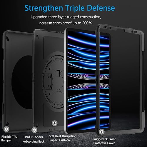 Miniatura 3 de Miesherk Funda para iPad Pro de 11 pulgadas 20222021 funda para iPad Pro 11 de 4 generación, soporte giratorio resistente a prueba de golpes +