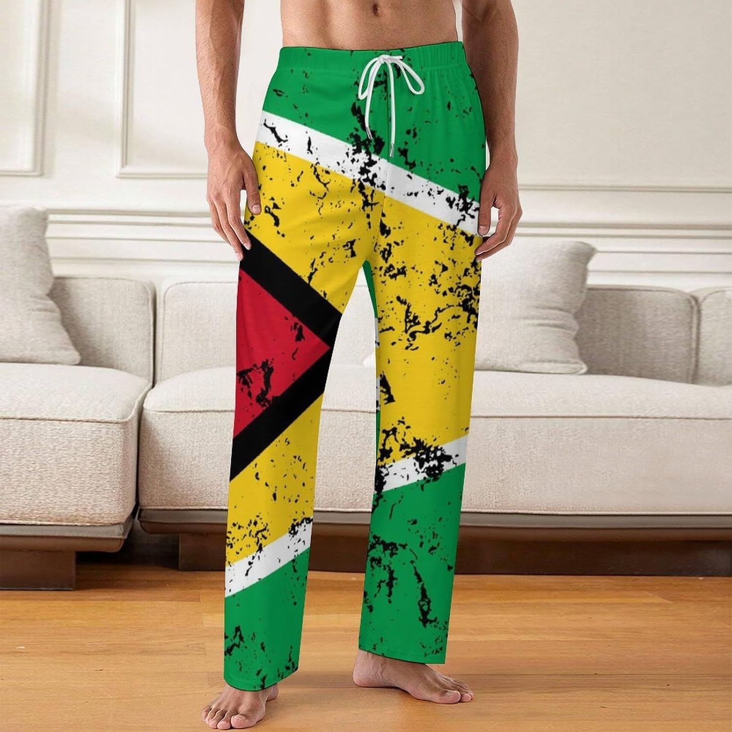Mens Falkland Lslands Flag Pajama Pants Soft Lounge Pants Loose PJ Bottoms,