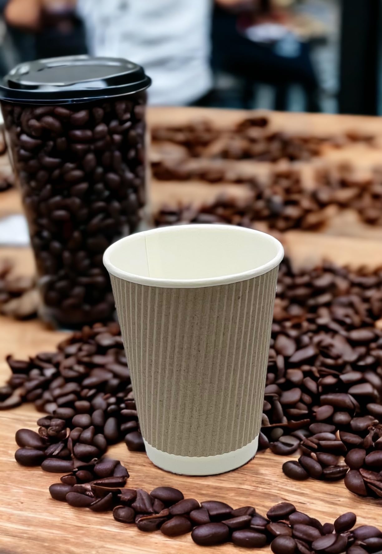 500 Cups x 8oz / 240ml Kraft Brown Triple Walled Disposable Coffee Paper Ripple Cups