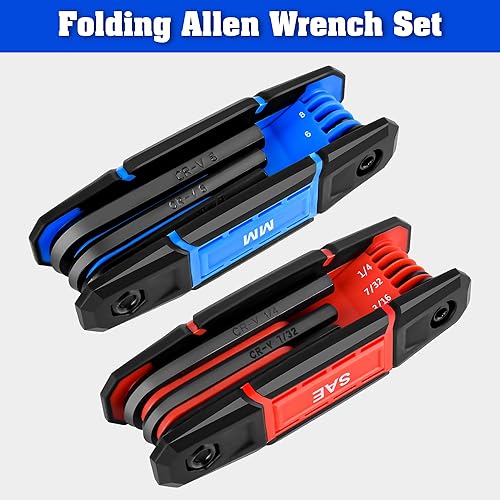 Miniatura 4 de TOOLEAGUE Juego de llaves Allen plegables de 17 piezas, llaves hexagonales métricas y SAE, herramienta para reparación básica del hogar y