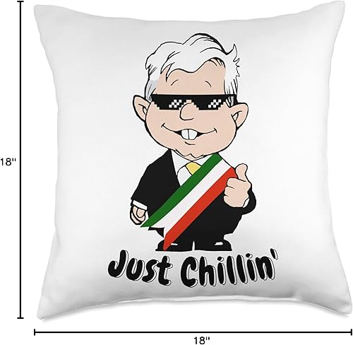 Miniatura 4 de Amlo Amlito Cartoon Mexican President Cool AMLO Amlito Muñeco Just Chillin - Divertida almohada de dibujos animados, México, 18 x 18 pulgadas,