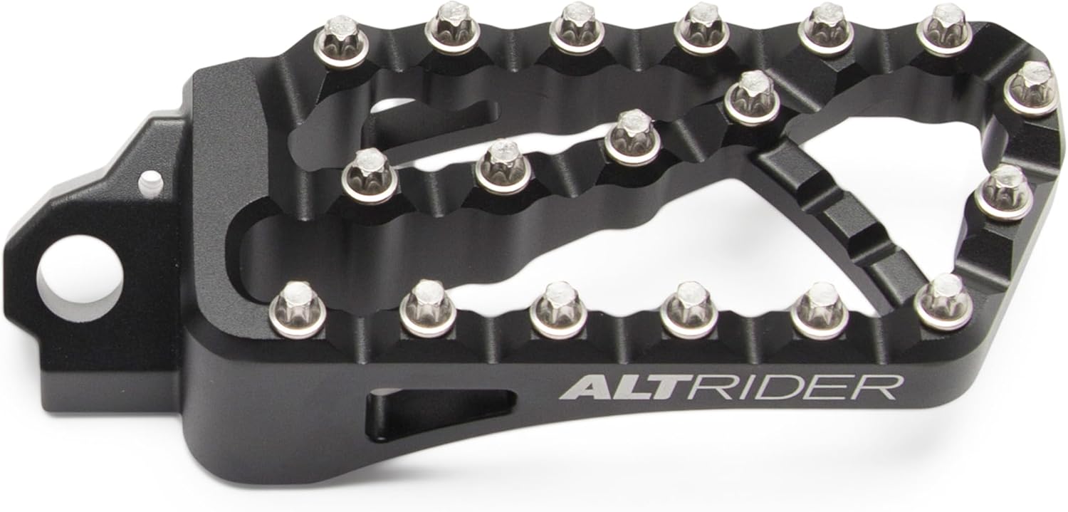 AltRider Adventure II Foot Pegs Compatible With Yamaha/KTM/Husqvarna/GasGas Models - Heavy Duty Design - Boot Friendly, High Traction Cleats for Stability & Grip, Adjustable Camber & Height - Black