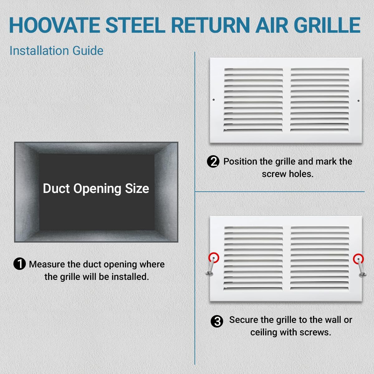 24 x 6 Inch (Duct Opening) Return Air Vent Cover, Louvered Steel HVAC Grille for Wall and Ceiling, White Powder-Coated Rust-Resistant Finish, Decorative Design, Easy to Install 24"W x 6"H (Duct Opening)