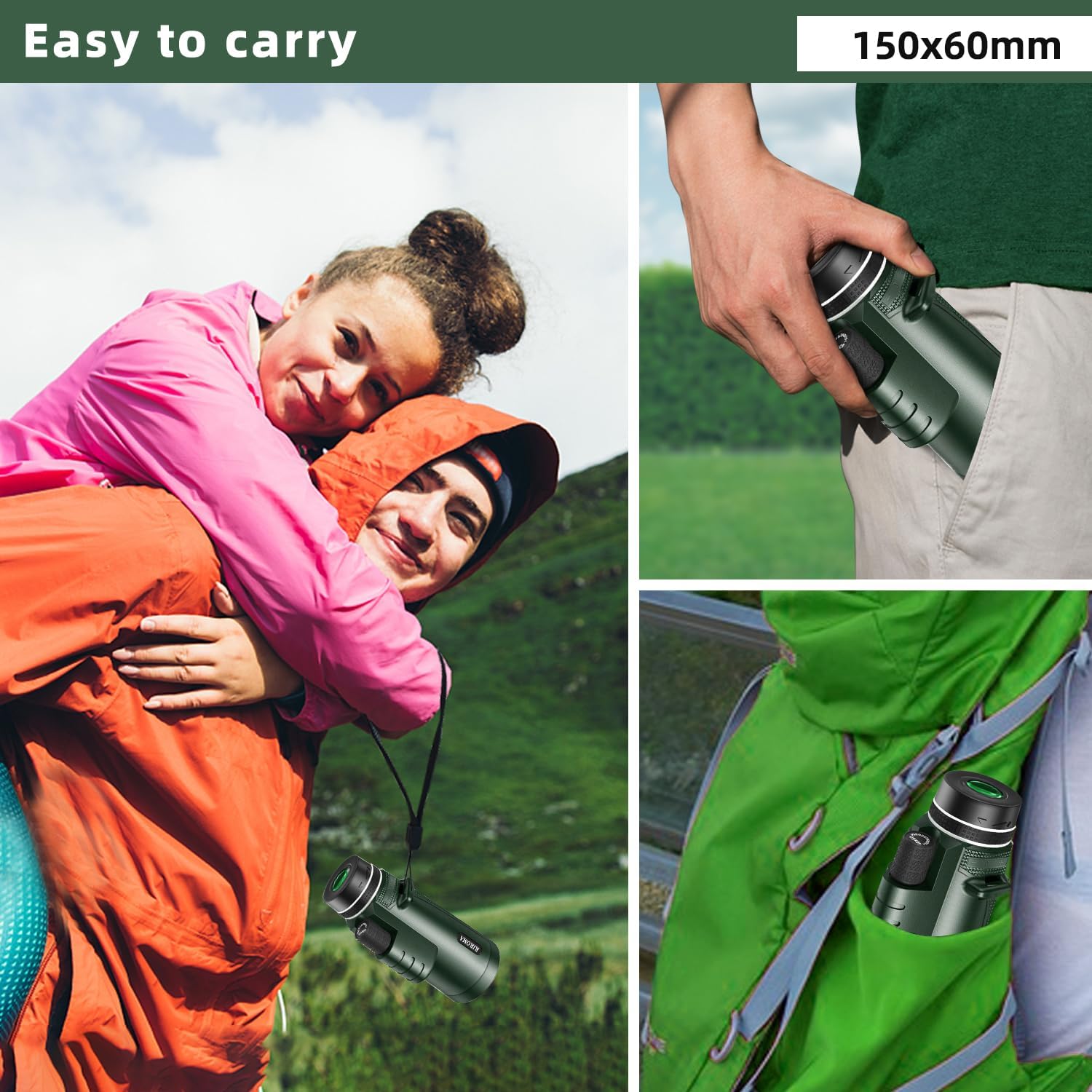 40X60 Monocular Telescope with Smartphone Holder & Tripod, Power Prism Compact Monoculars for Adults Kids, HD Monocular Scope for Bird Watching Hiking Concert Travelling