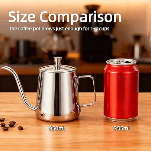 Miniatura 3 de GWHOLE Pequeño hervidor de café con cuello de cisne para verter sobre el cuello de cisne, tetera larga y estrecha para la parte superior de la