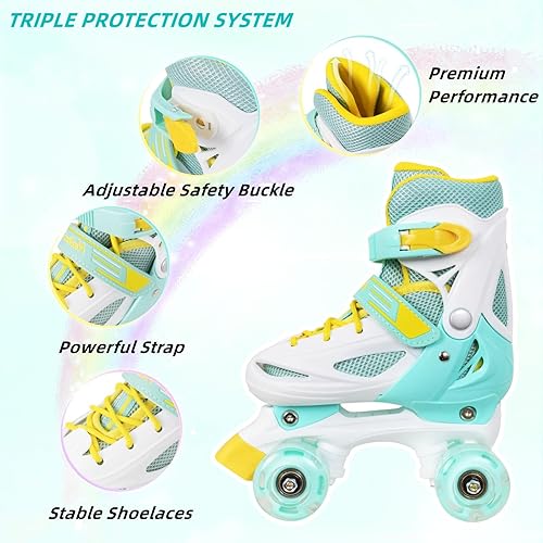 Miniatura 4 de Nattork Roller Skates for Girls Boys Kids,4 Sizes Adjustable Quad Skates Shoes with Light up Wheels,Safe Fun Boys Skates, Best Birthday Gift for