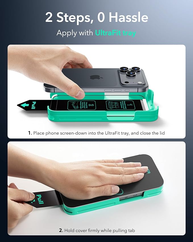 ESR 3 Pack 9H+ Glass for iPhone 17 Pro Screen Protector, [Military-Grade Shatterproof], with AR Anti-Reflective Technology, Armorite Ultra-Tough Tempered Glass with Ultra Fit Tray