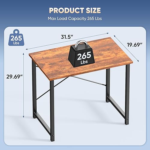 Miniatura 22 de DUMOS Escritorio de oficina pequeño de 32 pulgadas para computadora de estilo moderno y simple, mesa de trabajo de estudio para el dormitorio