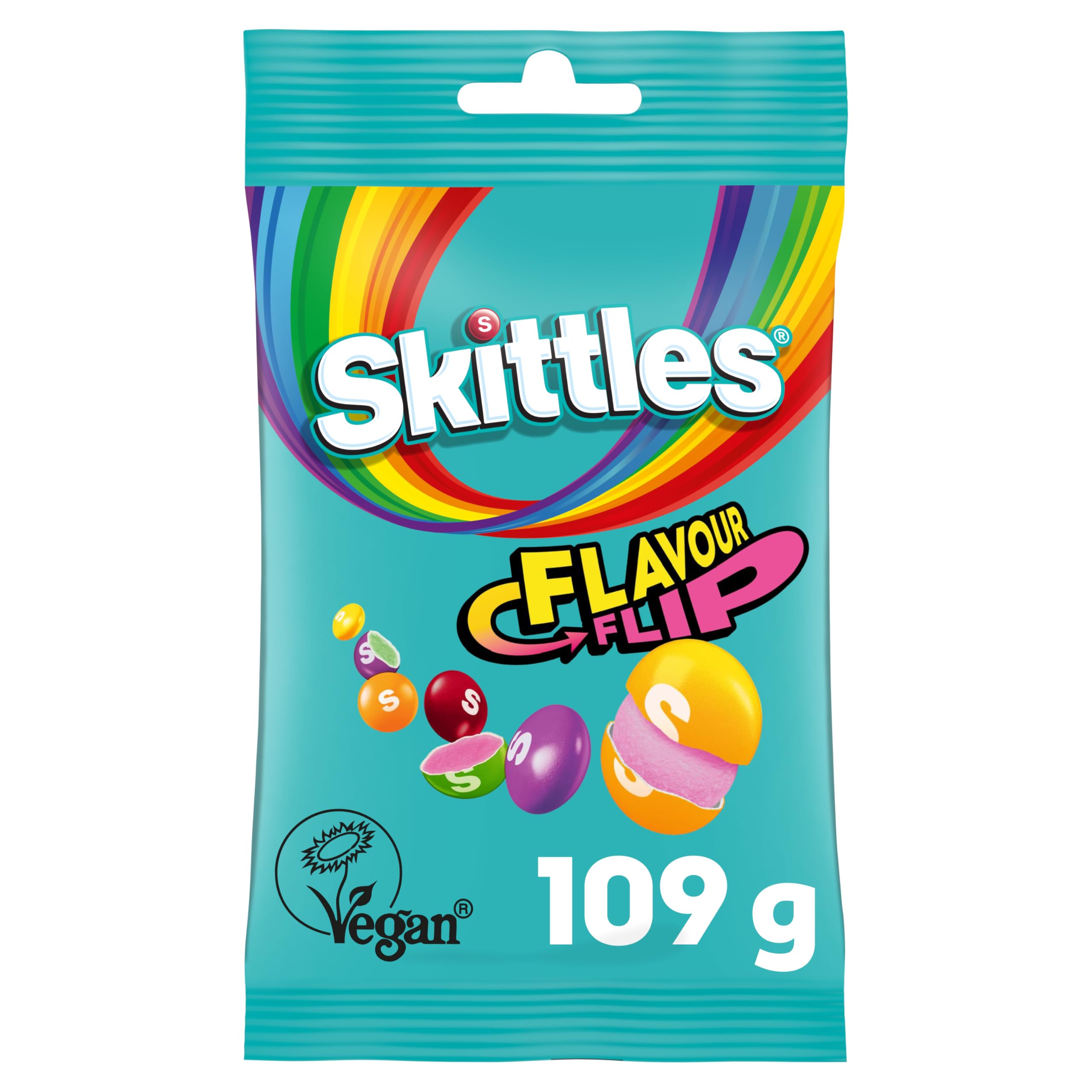 Skittles Flavour Flip Pouch, 136g Bag of Chewy Candy with a Flavour Twist, Fruit Flavoured Sweets for Sharing, Sweets Ideal for Movie Night Snacks & Treat Boxes