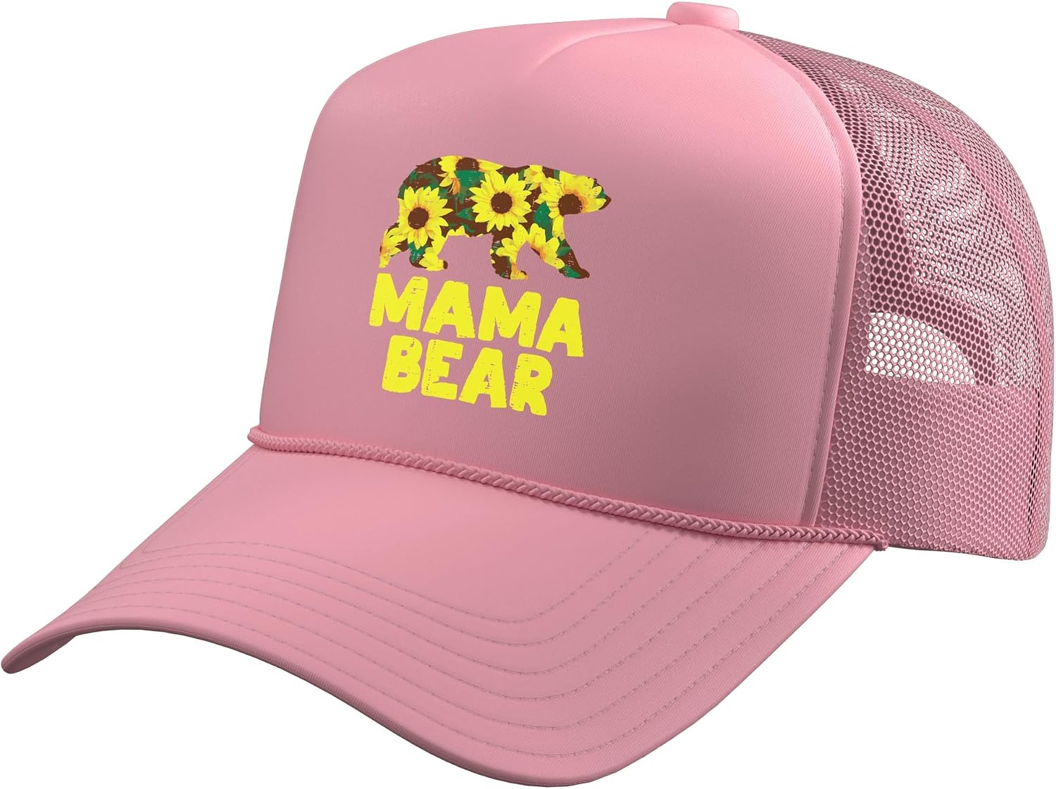 Sunflower Mama Bear Cute Mothers Day Floral Mom Mommy Women Trucker Hat with Adjustable Mesh Back