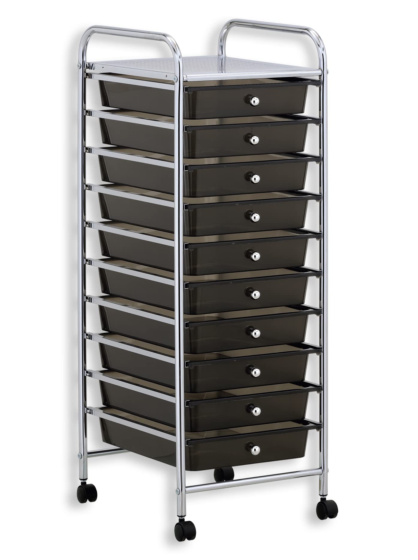 HERSIG - Mueble Cajonera Plastico y Metal | Cajonera con Ruedas 10 Alturas - Color Negro