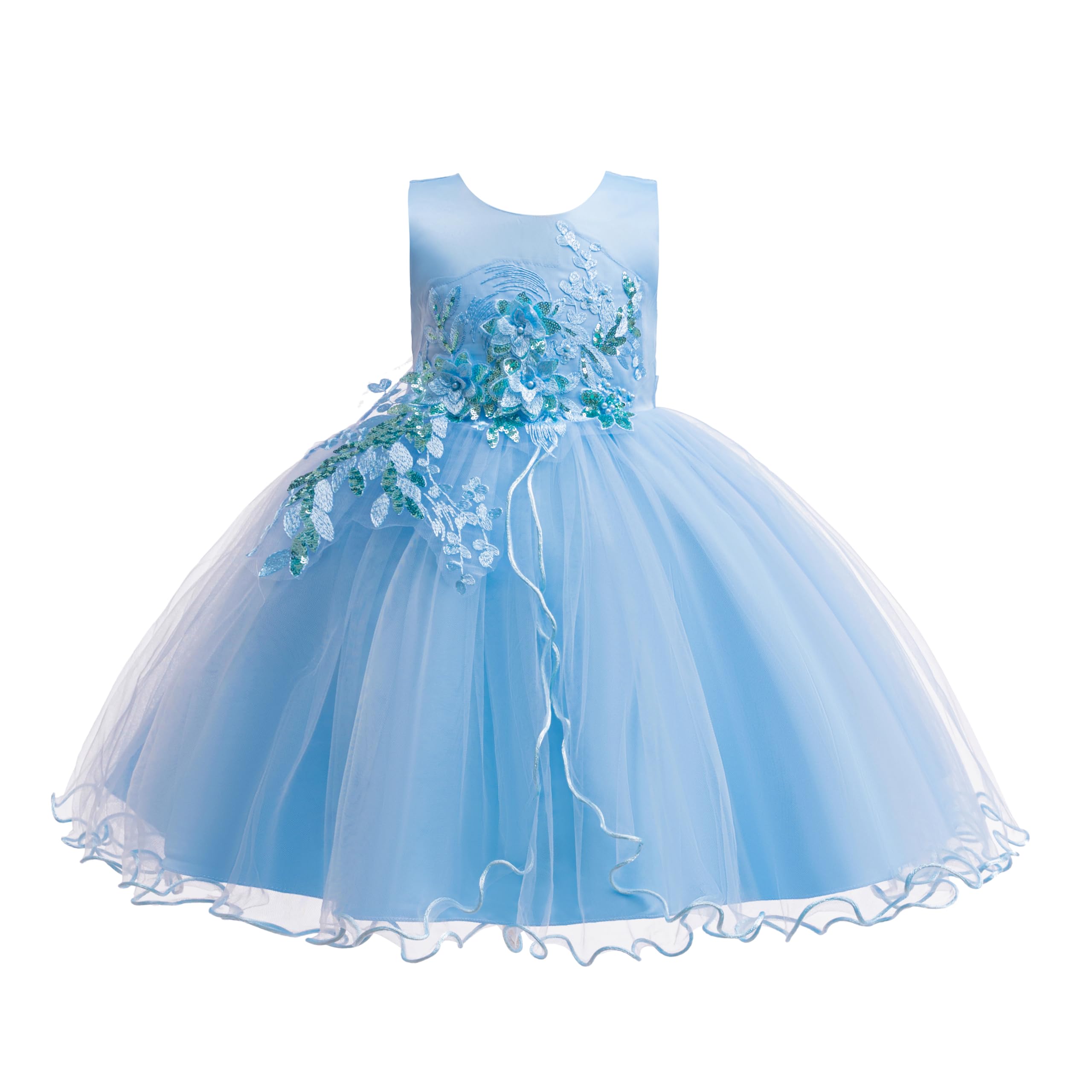 Weileenice Flower Girls Lace Bridesmaid Dress Kids Princess Wedding Prom Pageant Birthday Party Tutu Tulle Dresses