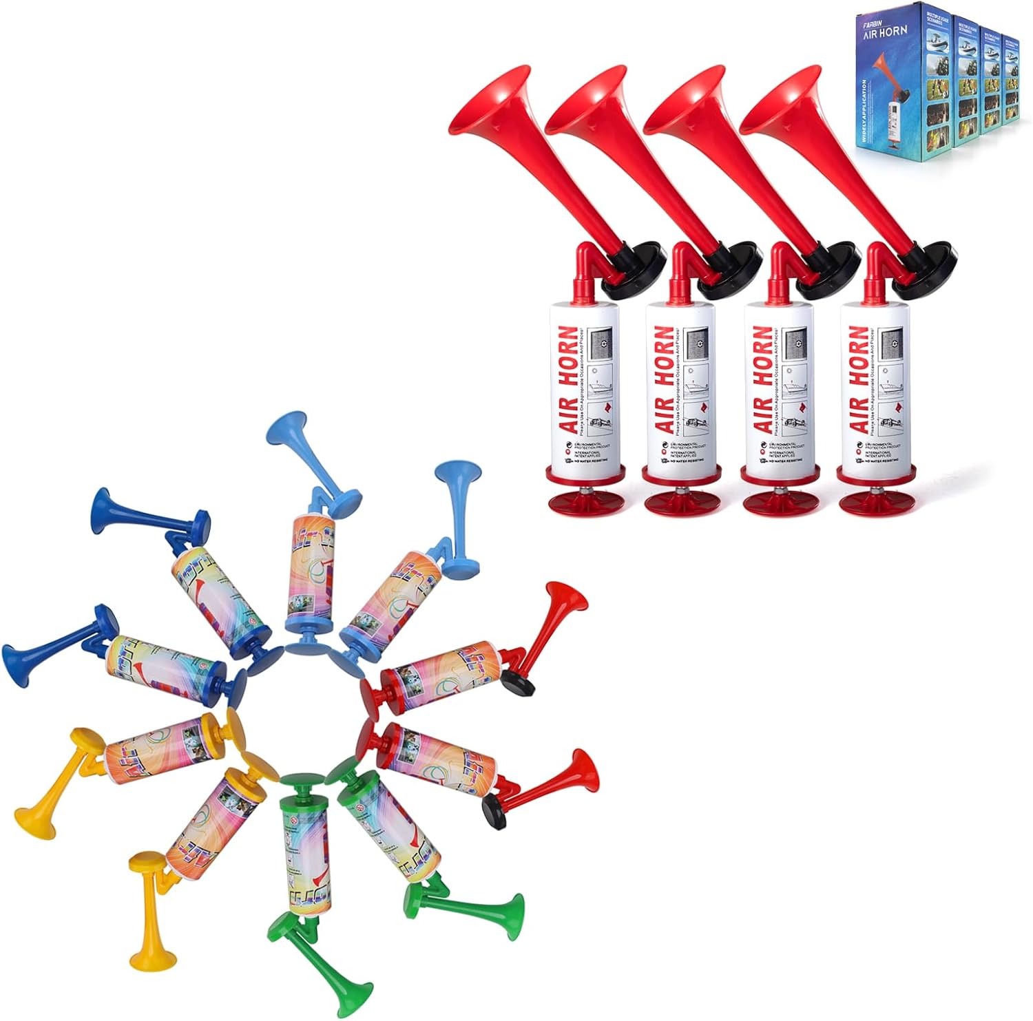FARBIN Air horns Marine and Sports Pump Air Horn, Handheld Signal Boat Horn, Personal Safety Horn Alarm for Boating, Noisemakers Toys Gift Sports Events, Parties, Camping, Aggressive Animals