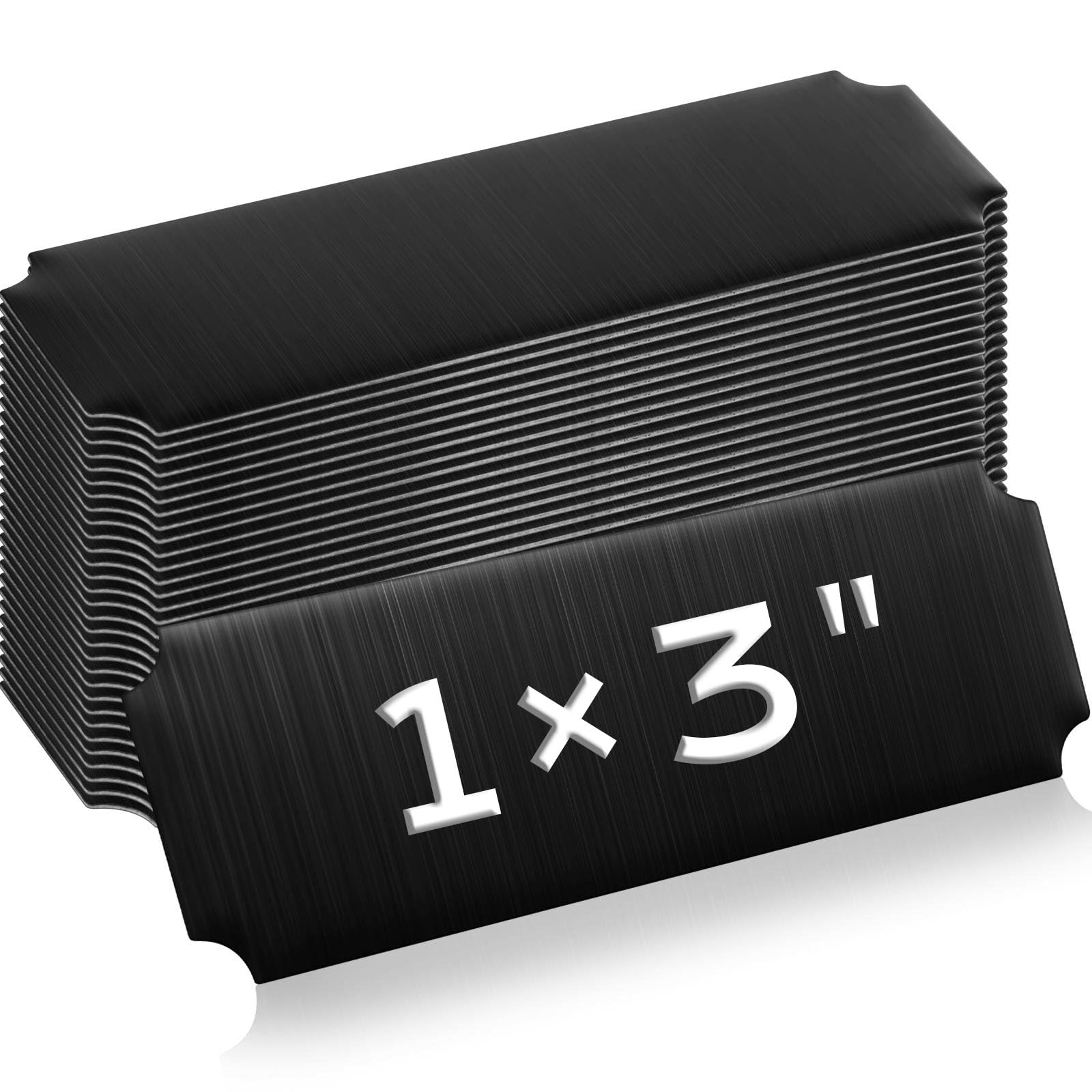 Therwen 30 Pcs Name Plates Laser Engraved Brushed Stainless Steel Plate Personalized Plaque Blank Custom Name Tag Frame Label with Adhesive Backing(