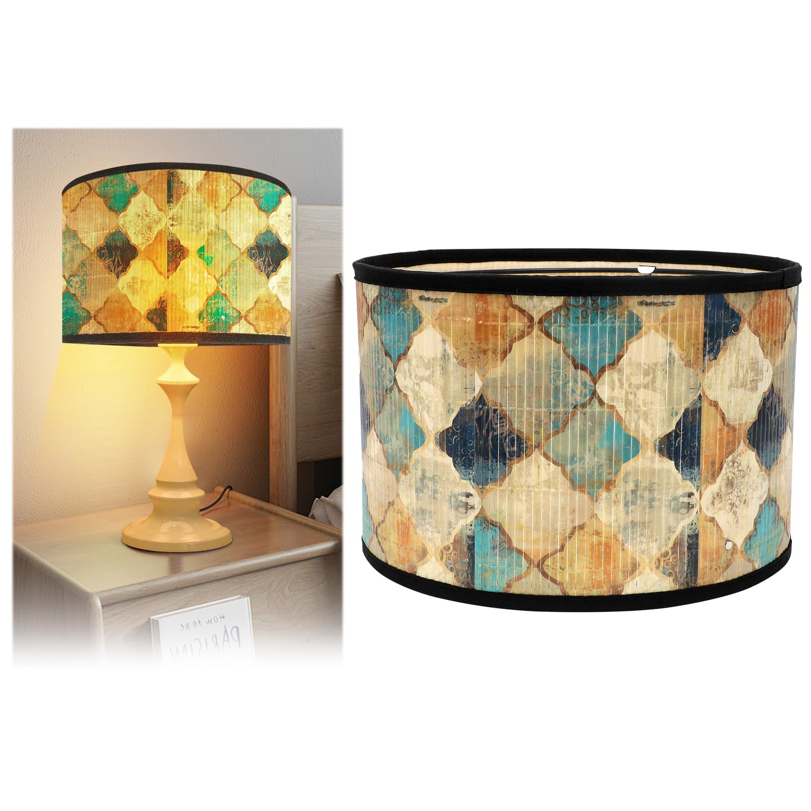 Lampenschirm für Stehlampe, Gohytal Rund Tischlampen Rustikale Lampenschirme für Tischlampen Retro Gewebter Moderne Vintage Lampenschirm Stehlampe Hängelampe boho für E27 Beleuchtung