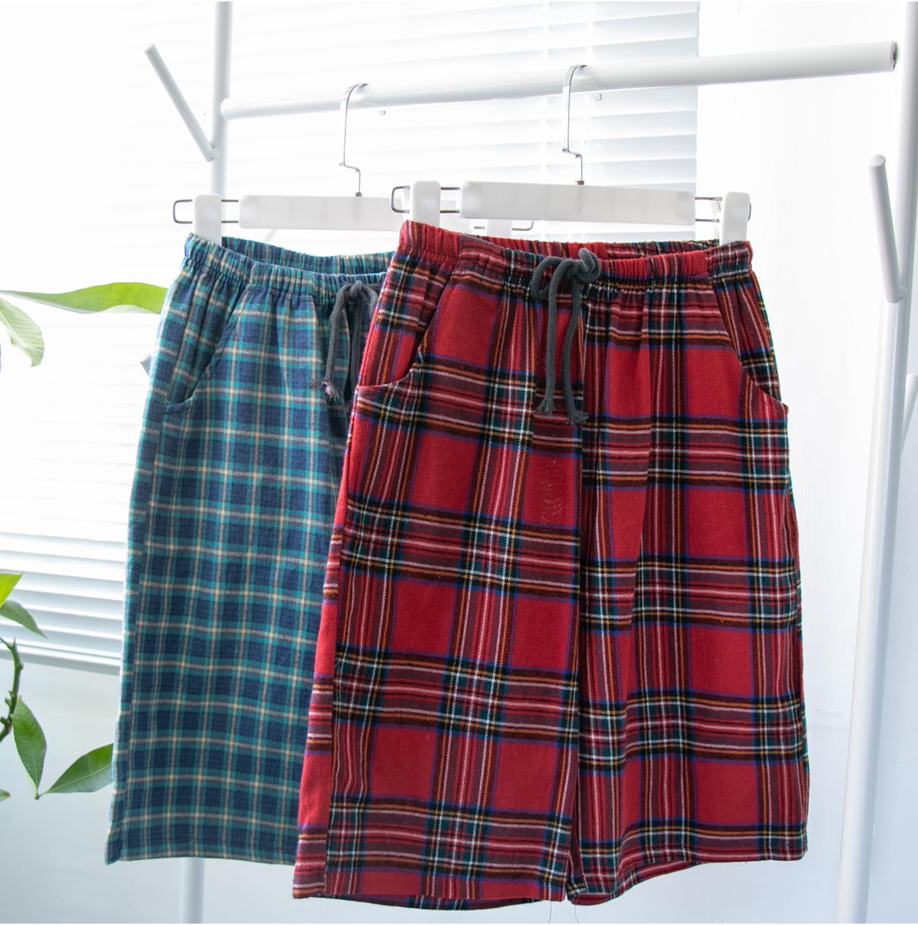 Big Boys Shorts, Plaid Loose Cotton Sleep Lounge Pants 10-16 Years - Image 3