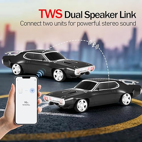 Miniatura 4 de WS-620 Classic Muscle Car Bluetooth Replica Altavoz - Inalámbrico portátil con sonido HD, emparejamiento estéreo TWS, luz de fiesta LED, soporte